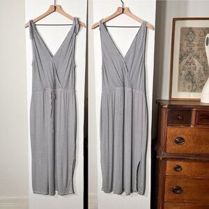 Gray striped V-Neck Dress